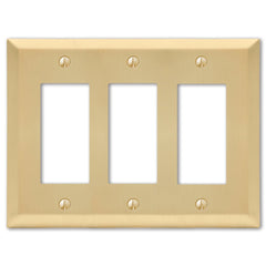 Century Satin Brass Steel - 3 Rocker  Wallplate