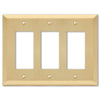 Century Satin Brass Steel - 3 Rocker Wallplate - Wallplate Warehouse 163RRRSB 070686586761 3 Rocker