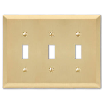 Century Satin Brass Steel - 3 Toggle Wallplate - Wallplate Warehouse 163TTTSB 070686586693 3 Toggle
