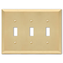 Century Satin Brass Steel - 3 Toggle Wallplate