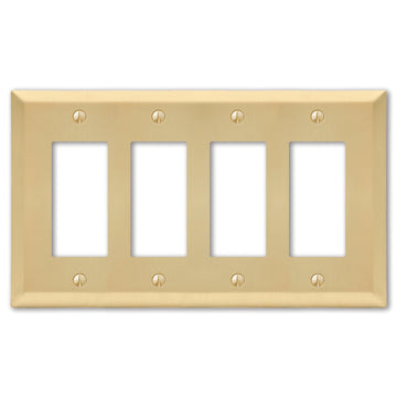 Century Satin Brass Steel - 4 Rocker Wallplate - Wallplate Warehouse 163R4SB 070686586778 4 Rocker