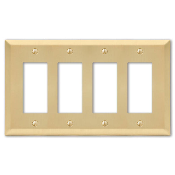 Century Satin Brass Steel - 4 Rocker Wallplate - Wallplate Warehouse 163R4SB 070686586778 4 Rocker