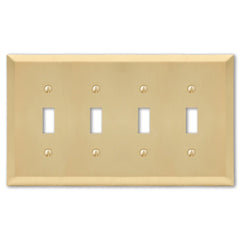 Century Satin Brass Steel - 4 Toggle Wallplate