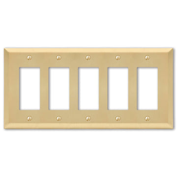 Century Satin Brass Steel - 5 Rocker Wallplate - Wallplate Warehouse 163R5SB 070686586785 5 Rocker