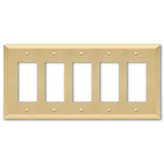 Century Satin Brass Steel - 5 Rocker  Wallplate