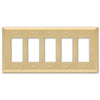 Century Satin Brass Steel - 5 Rocker Wallplate - Wallplate Warehouse 163R5SB 070686586785 5 Rocker