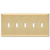 Century Satin Brass Steel - 5 Toggle Wallplate - Wallplate Warehouse 163T5SB 070686586716 5 Toggle