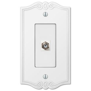 Charleston White Plastic - 1 Cable Jack Wallplate - Wallplate Warehouse 39CXW 070686580776 Cable Jacks