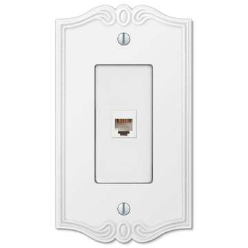 Charleston White Plastic - 1 Phone Jack Wallplate - Wallplate Warehouse 39PHW 070686580783 Phone Jacks