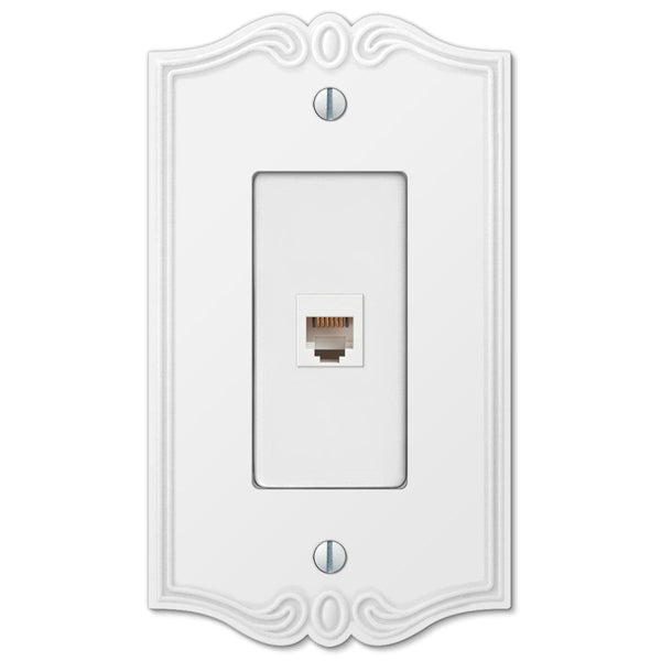 Charleston White Plastic - 1 Phone Jack Wallplate - Wallplate Warehouse 39PHW 070686580783 Phone Jacks