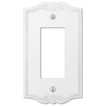 Charleston White Plastic - 1 Rocker Wallplate - Wallplate Warehouse 39RW 070686575949 1 Rocker