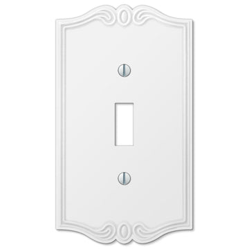 Charleston White Plastic - 1 Toggle Wallplate - Wallplate Warehouse 39TW 070686575888 1 Toggle