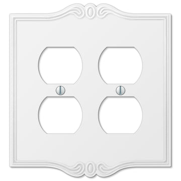 Charleston White Plastic - 2 Duplex Wallplate - Wallplate Warehouse 39DDW 070686575925 2 Duplex