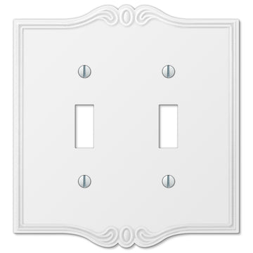 Charleston White Plastic - 2 Toggle Wallplate - Wallplate Warehouse 39TTW 070686575895 2 Toggle