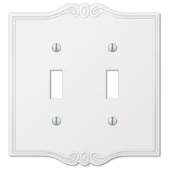 Charleston White Plastic - 2 Toggle Wallplate