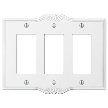 Charleston White Plastic - 3 Rocker Wallplate - Wallplate Warehouse 39RRRW 070686575963 3 Rocker