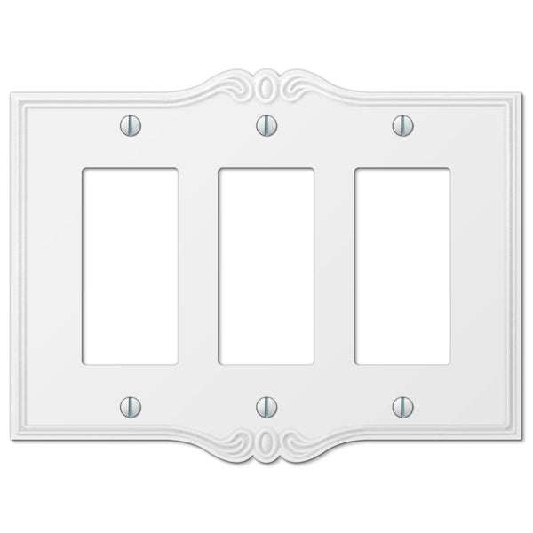 Charleston White Plastic - 3 Rocker Wallplate - Wallplate Warehouse 39RRRW 070686575963 3 Rocker