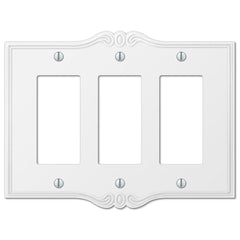Charleston White Plastic - 3 Rocker Wallplate