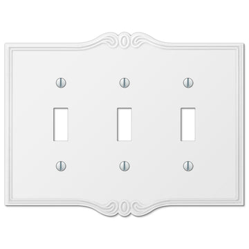 Charleston White Plastic - 3 Toggle Wallplate - Wallplate Warehouse 39TTTW 070686575901 3 Toggle