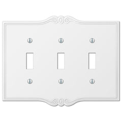 Charleston White Plastic - 3 Toggle Wallplate
