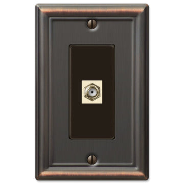 Chelsea Aged Bronze Steel - 1 Cable Jack Wallplate - Wallplate Warehouse 149CXDB 070686580202 Cable Jacks