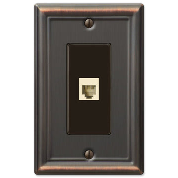 Chelsea Aged Bronze Steel - 1 Phone Jack Wallplate - Wallplate Warehouse 149PHDB 070686580226 Phone Jacks