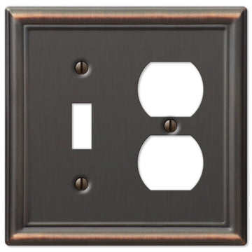 Chelsea Aged Bronze Steel - 1 Toggle / 1 Duplex Wallplate - Wallplate Warehouse 149TDDB 070686559765 1 Toggle / 1 Duplex