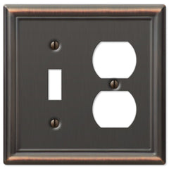 Chelsea Aged Bronze Steel - 1 Toggle / 1 Duplex Wallplate