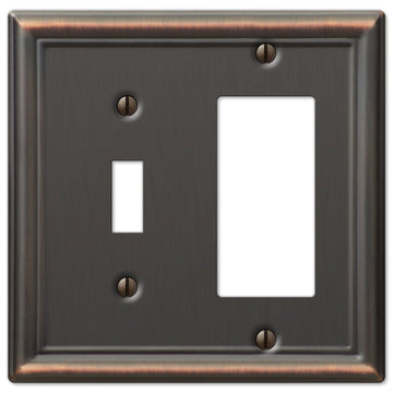 Chelsea Aged Bronze Steel - 1 Toggle / 1 Rocker Wallplate - Wallplate Warehouse 149TRDB 070686559789 1 Toggle / 1 Rocker