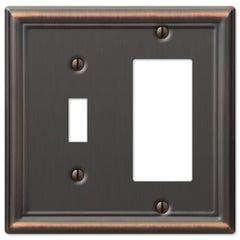 Chelsea Aged Bronze Steel - 1 Toggle / 1 Rocker Wallplate
