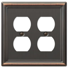 Chelsea Aged Bronze Steel - 2 Duplex Wallplate