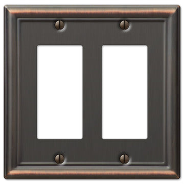 Chelsea Aged Bronze Steel - 2 Rocker Wallplate - Wallplate Warehouse 149RRDB 070686559758 2 Rocker