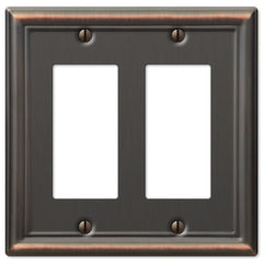 Chelsea Aged Bronze Steel - 2 Rocker Wallplate