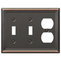 Chelsea Aged Bronze Steel - 2 Toggle / 1 Duplex Wallplate