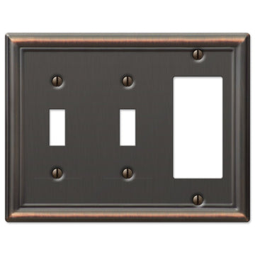 Chelsea Aged Bronze Steel - 2 Toggle / 1 Rocker Wallplate - Wallplate Warehouse 149TTRDB 070686559932 2 Toggle / 1 Rocker