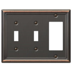 Chelsea Aged Bronze Steel - 2 Toggle / 1 Rocker Wallplate
