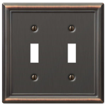Chelsea Aged Bronze Steel - 2 Toggle Wallplate - Wallplate Warehouse 149TTDB 070686559703 2 Toggle