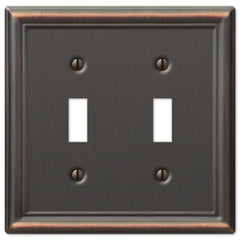 Chelsea Aged Bronze Steel - 2 Toggle Wallplate