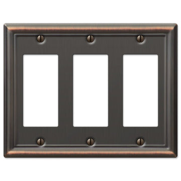 Chelsea Aged Bronze Steel - 3 Rocker Wallplate - Wallplate Warehouse 149RRRDB 070686559802 3 Rocker