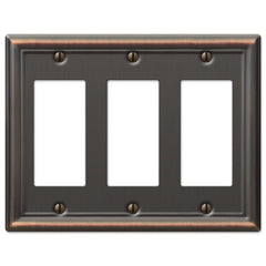 Chelsea Aged Bronze Steel - 3 Rocker Wallplate