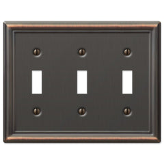 Chelsea Aged Bronze Steel - 3 Toggle Wallplate