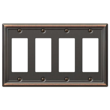 Chelsea Aged Bronze Steel - 4 Rocker Wallplate - Wallplate Warehouse 149R4DB 070686559826 4 Rocker