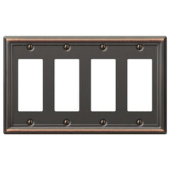 Chelsea Aged Bronze Steel - 4 Rocker Wallplate