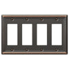 Chelsea Aged Bronze Steel - 4 Rocker Wallplate - Wallplate Warehouse 149R4DB 070686559826 4 Rocker