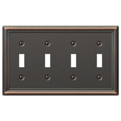 Chelsea Aged Bronze Steel - 4 Toggle Wallplate