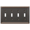 Chelsea Aged Bronze Steel - 4 Toggle Wallplate - Wallplate Warehouse 149T4DB 070686559819 4 Toggle