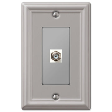 Chelsea Brushed Nickel Steel - 1 Cable Jack Wallplate - Wallplate Warehouse 149CXBN 070686580196 Cable Jacks
