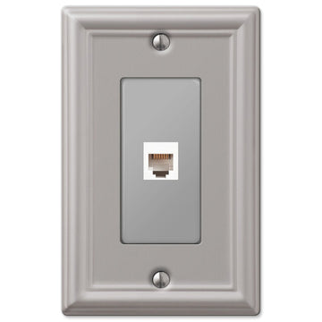 Chelsea Brushed Nickel Steel - 1 Phone Jack Wallplate - Wallplate Warehouse 149PHBN 070686580219 Phone Jacks