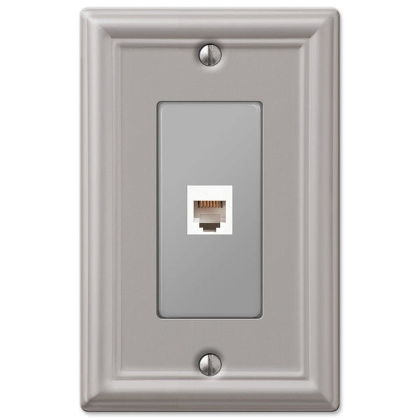 Chelsea Brushed Nickel Steel - 1 Phone Jack Wallplate - Wallplate Warehouse 149PHBN 070686580219 Phone Jacks
