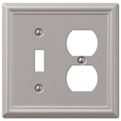 Chelsea Brushed Nickel Steel - 1 Toggle / 1 Duplex Wallplate
